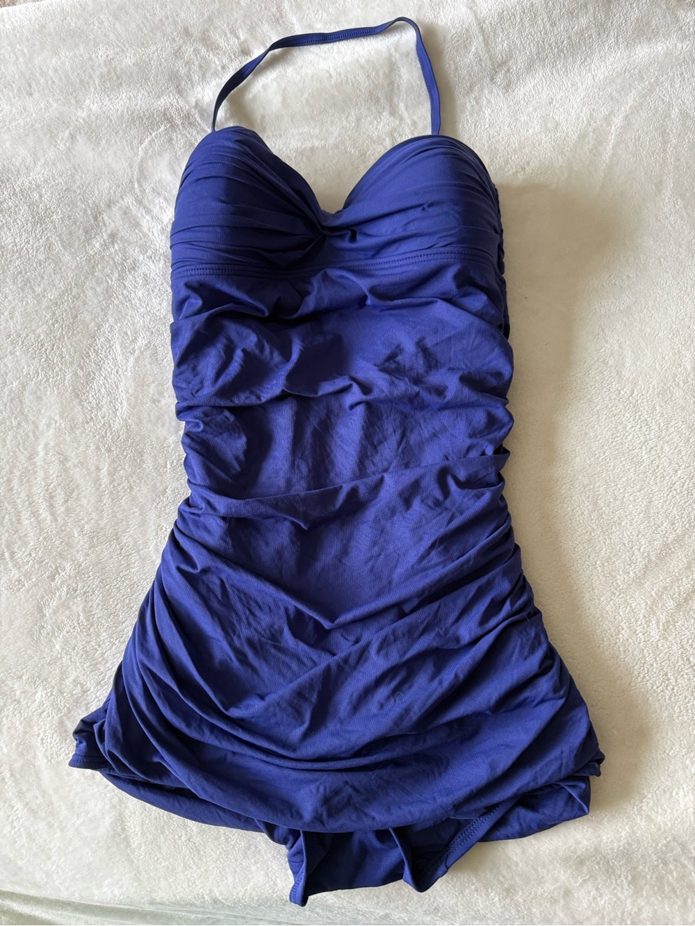 Carmen Marc Valvo Royal Blue Ruched Bandeau Swimdress